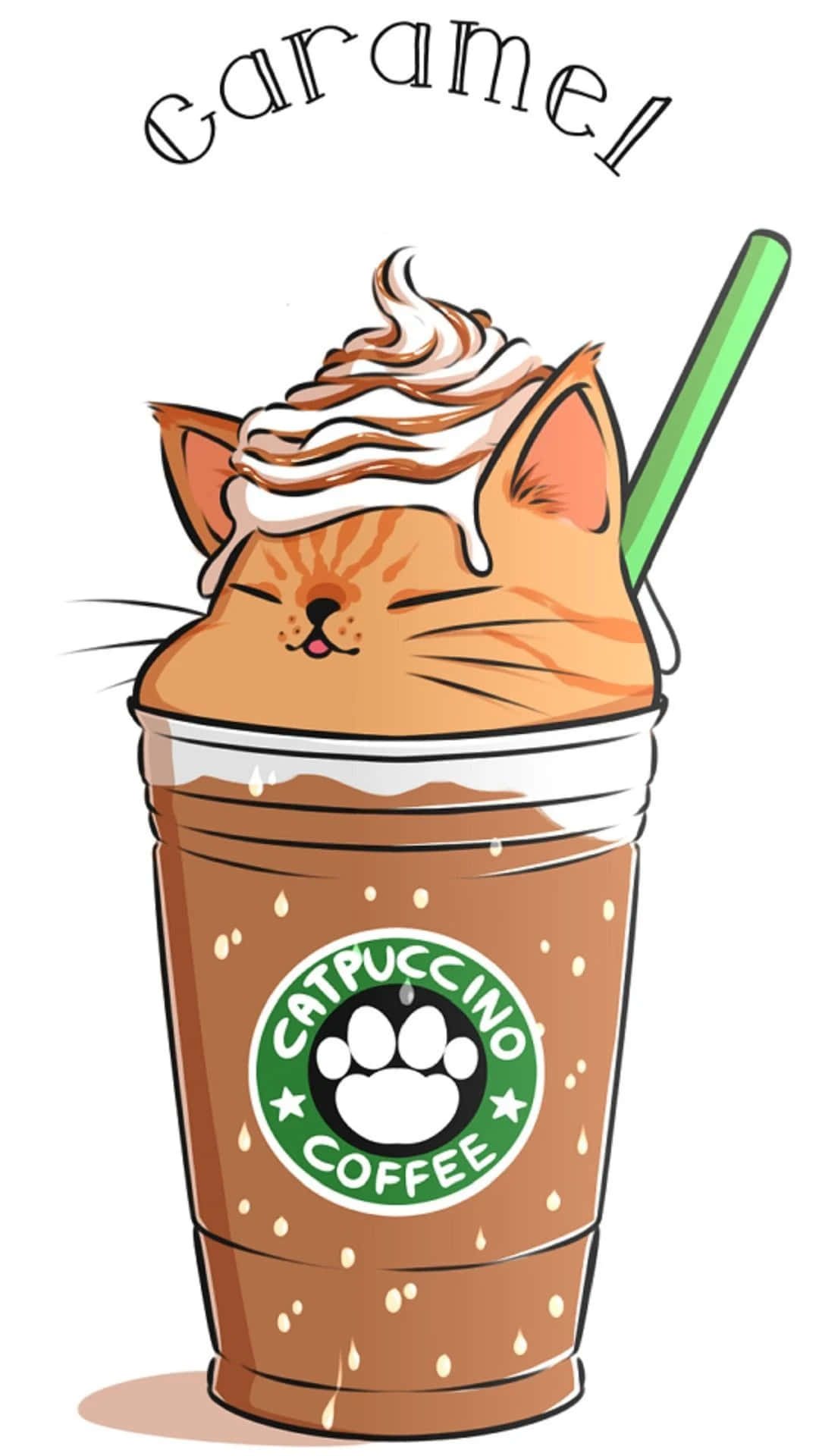 caramel frappuccino, branded cup, whipped cream, Full HD Phone Wallpaper