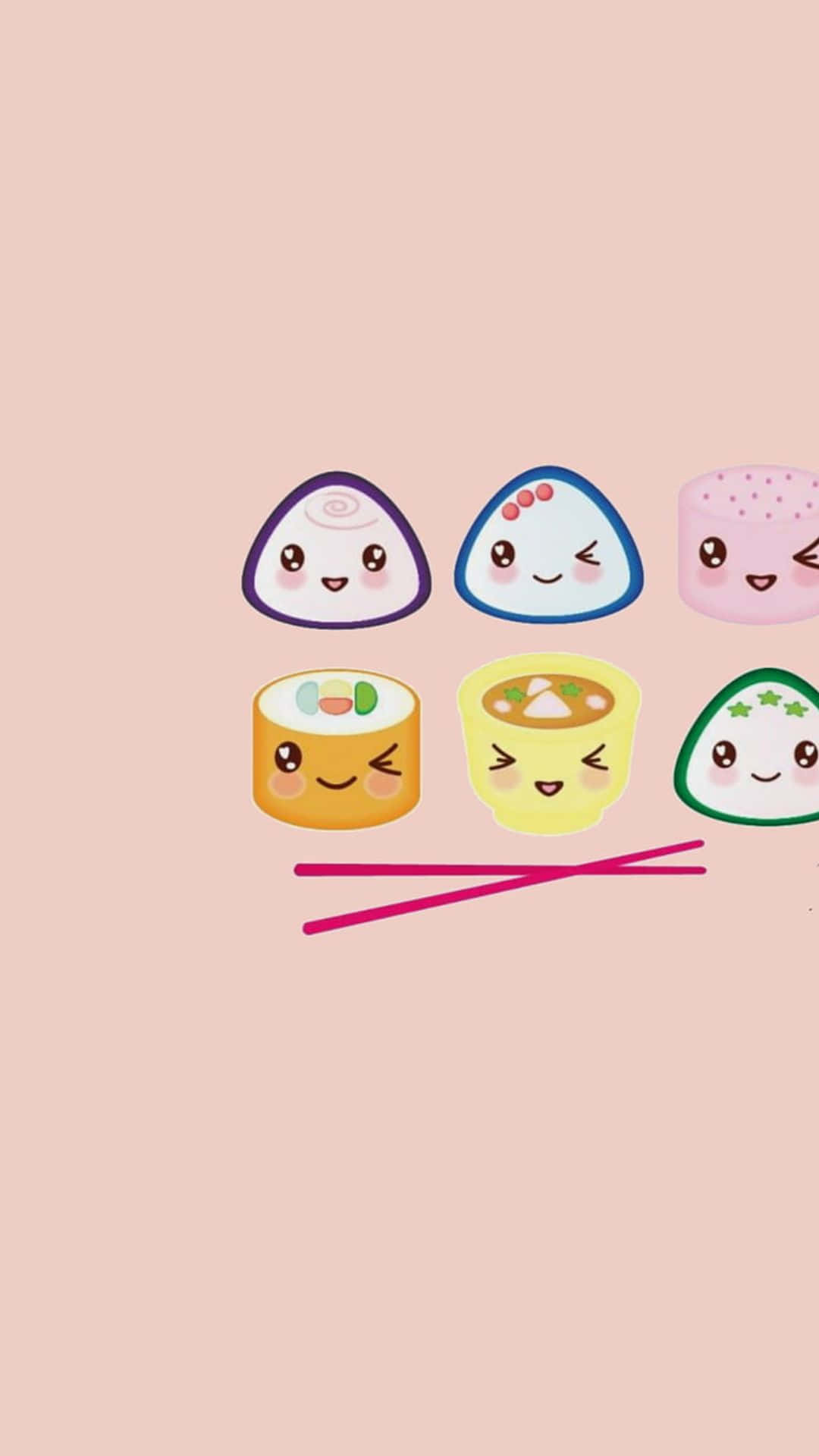 kawaii, Japanese food, sushi pieces, Full HD Phone Wallpaper