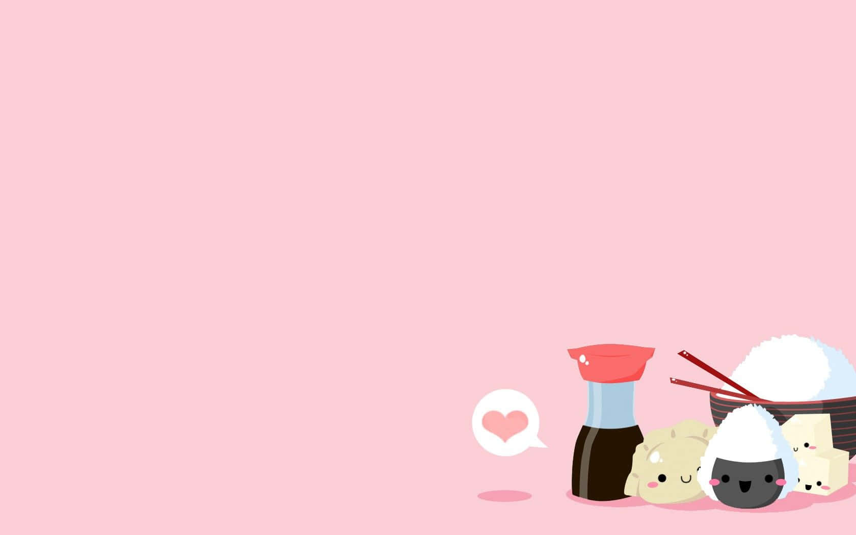 kawaii sushi characters, soy sauce bottle, chopsticks, HD Desktop Wallpaper