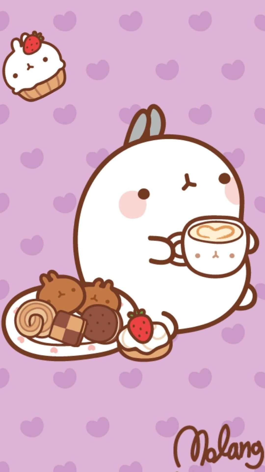 kawaii, Japanese food, white bunny character, Full HD Phone Wallpaper