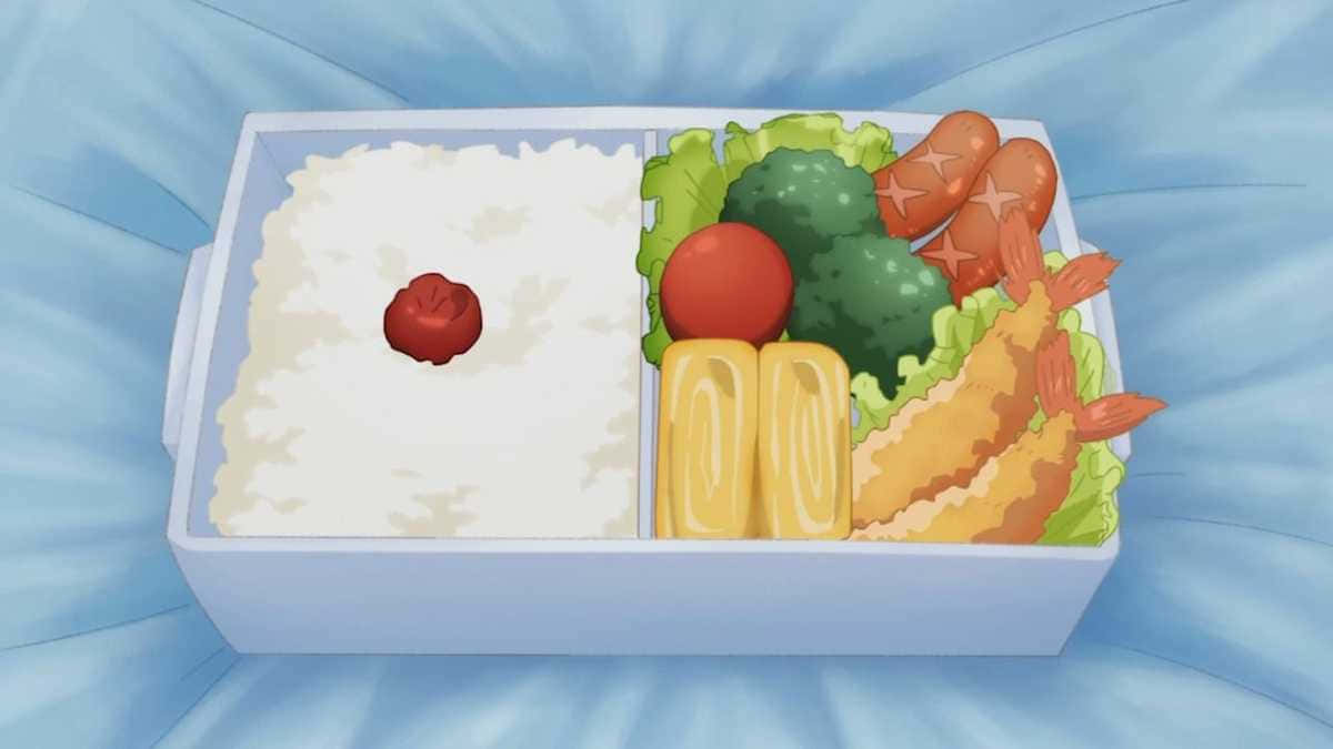 white bento box, rice, red pickled plum, SD Desktop Wallpaper