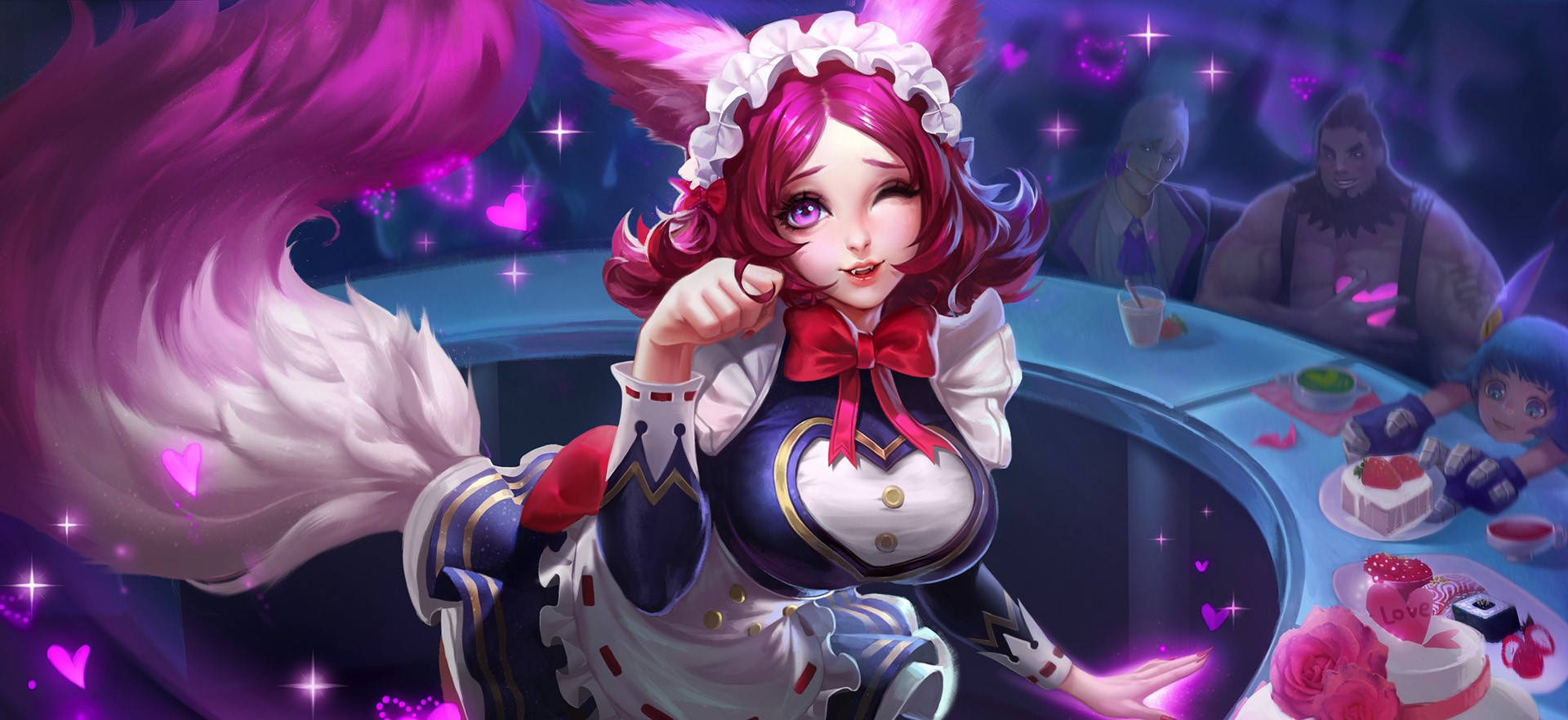 Anime Girls Boobs Foxgirl, pink hair, fox ears, Full HD Desktop Wallpaper