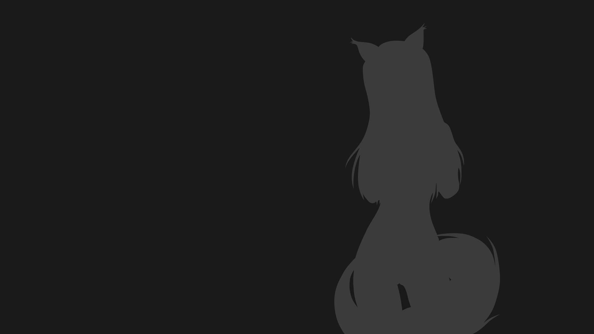 fox girl, minimalist, gray silhouette, Full HD Desktop Wallpaper
