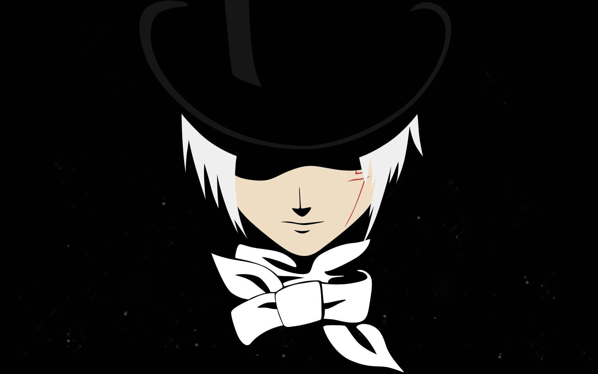 anime character, white hair, black top hat, Full HD Desktop Wallpaper