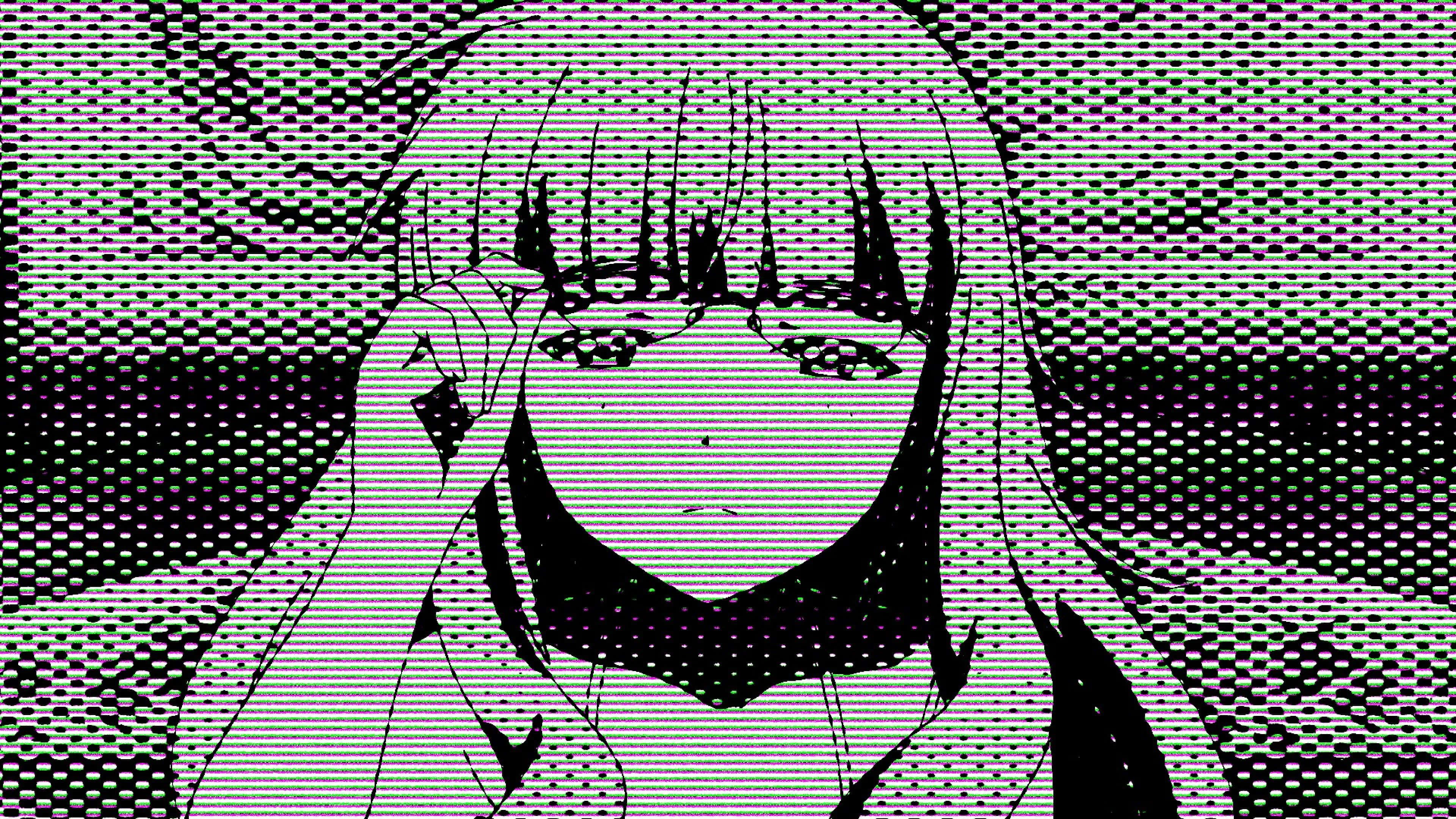 anime girl aesthetic, glitchy anime girl, long hair, 4K Desktop Wallpaper