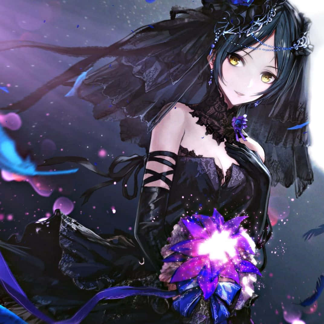 anime girl, black hair, ponytail, SD Desktop Wallpaper