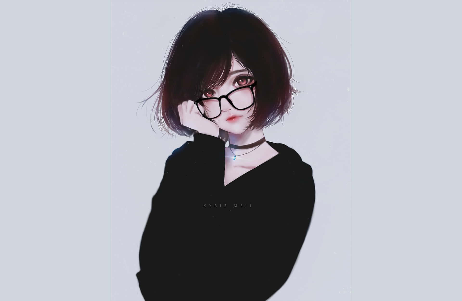 anime girl, black hair, short dark hair, Full HD Desktop Wallpaper