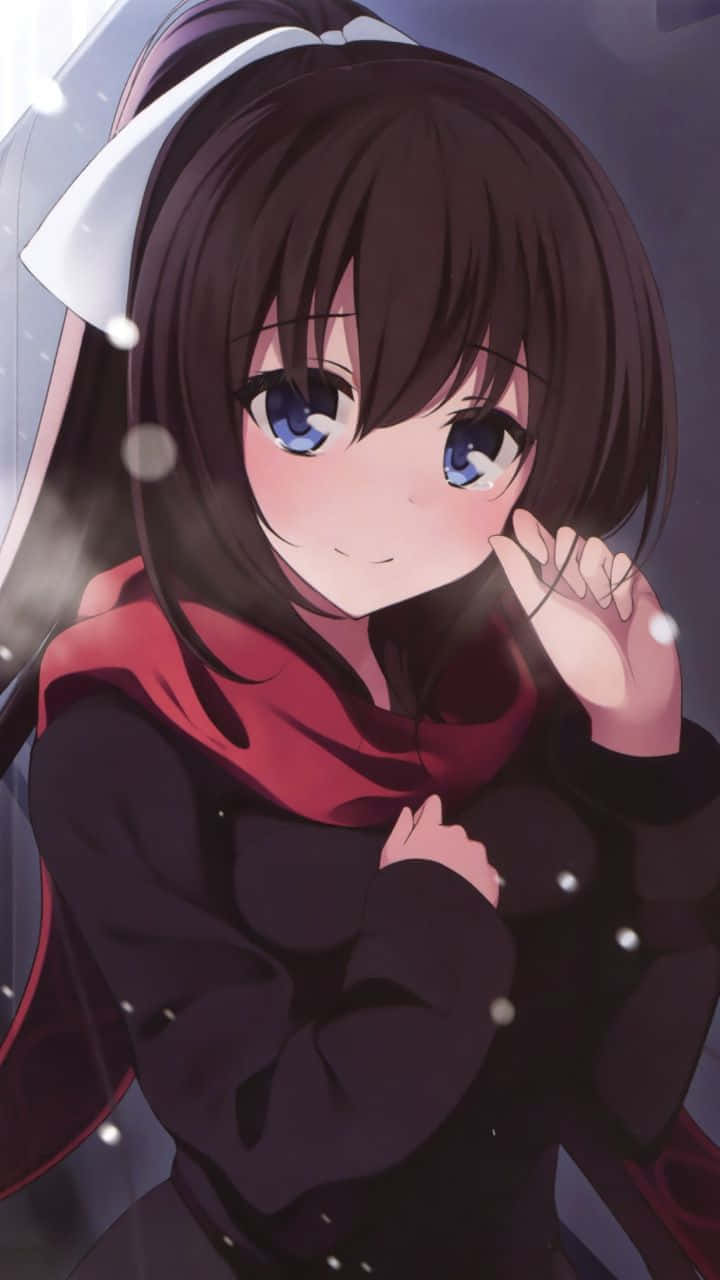 anime girl, blue eyes, black hair, HD Phone Wallpaper