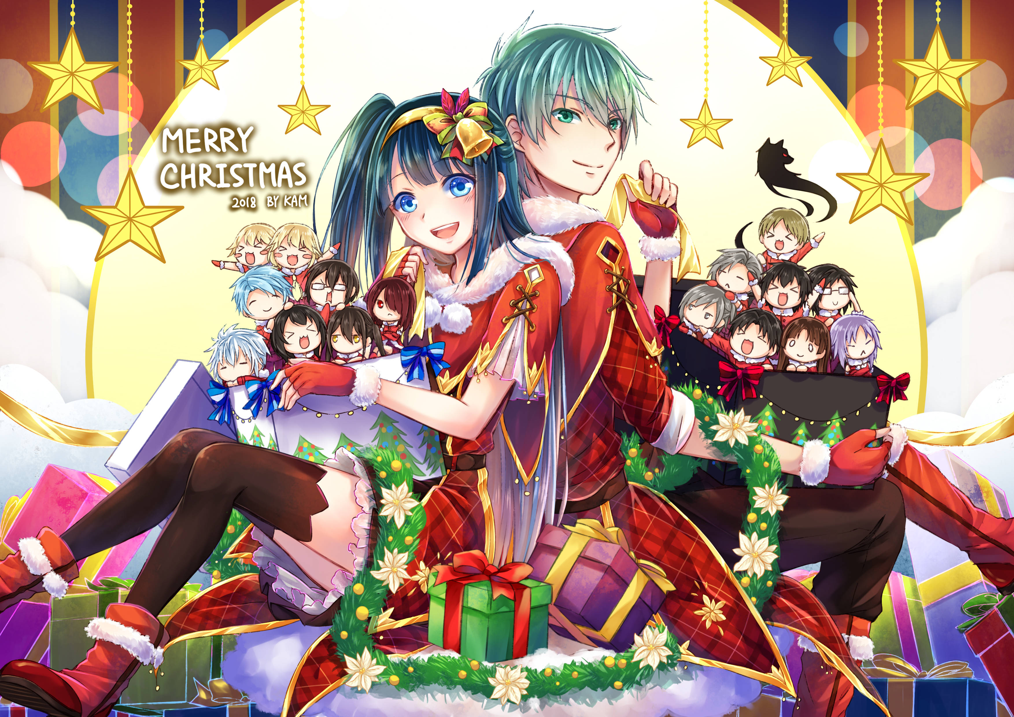 Anime Girl Christmas, Christmas outfits, gifts, 2K Desktop Wallpaper