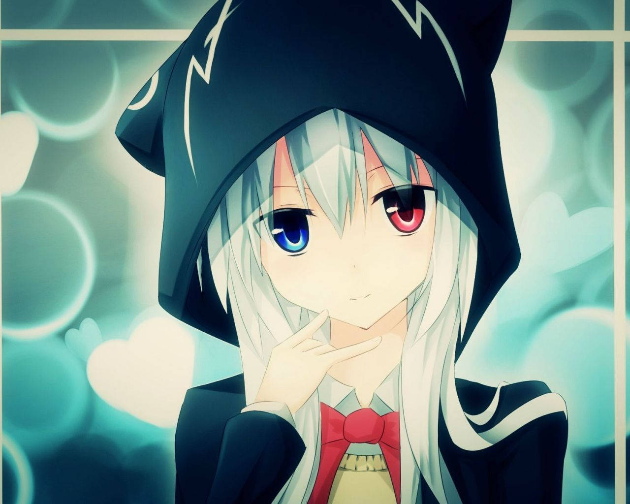 anime girl, silver-haired, heterochromatic eyes, HD Desktop Wallpaper
