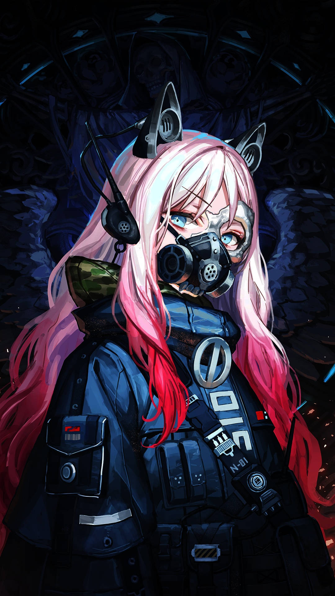 anime girl, pink-haired, cat ears, Full HD Phone Wallpaper