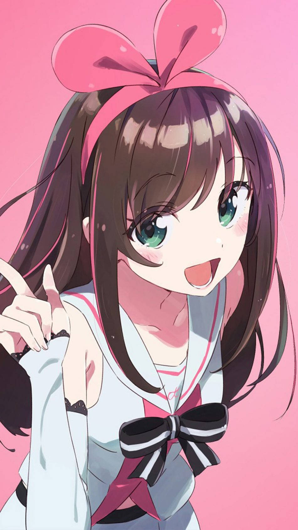 anime girl, brown hair, green eyes, HD Phone Wallpaper