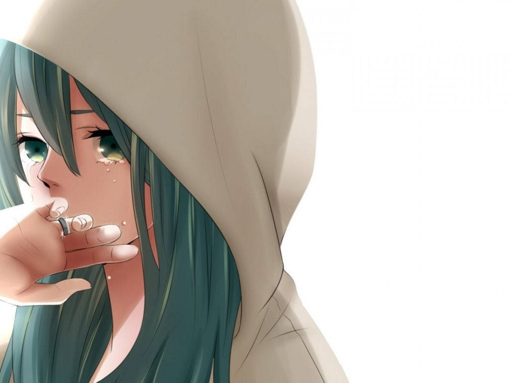 anime girl, teal hair, green eyes, SD Desktop Wallpaper