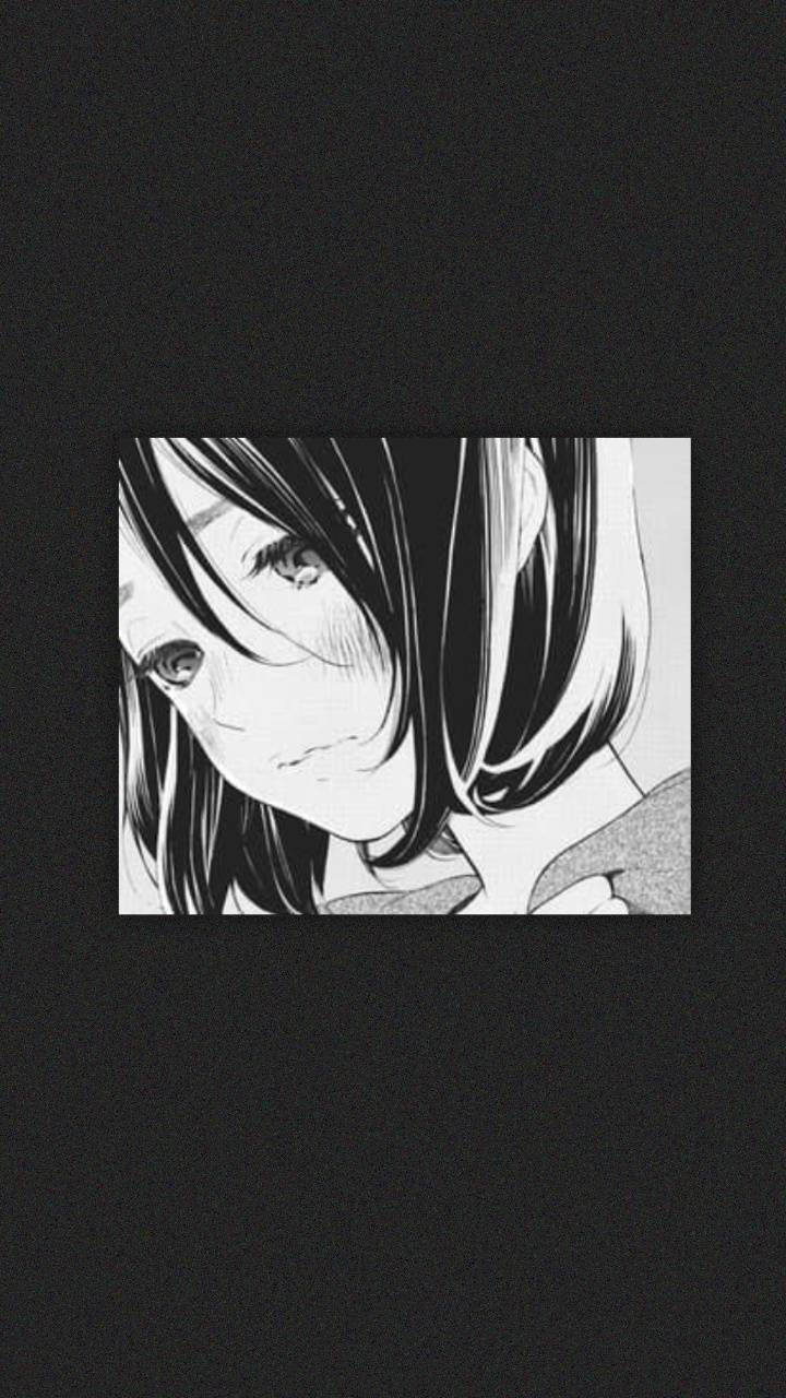 black and white, anime girl, long hair, HD Phone Wallpaper