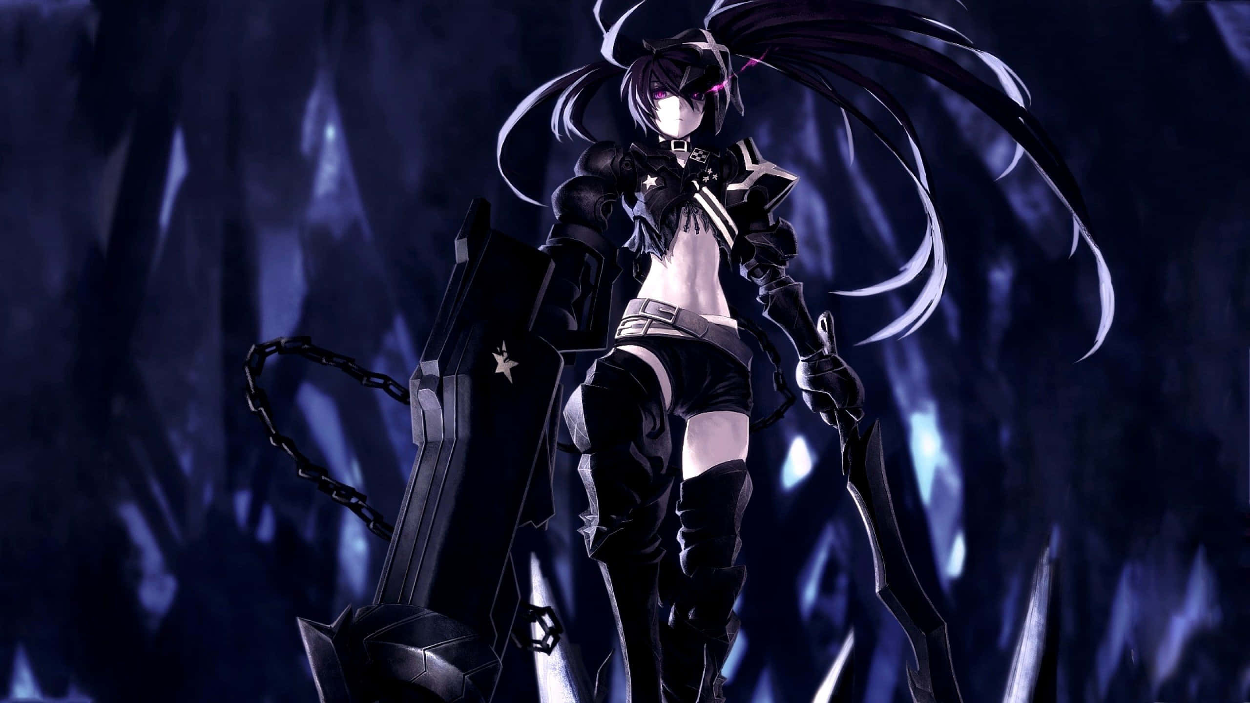 Inane Anime Series, dark-haired anime girl, black armor, 2K Desktop Wallpaper