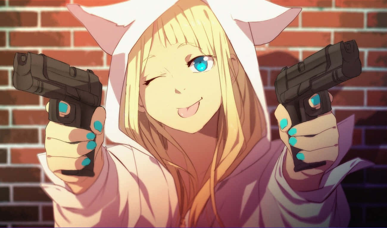 blonde anime girl, fox ears, blue eyes, HD Desktop Wallpaper