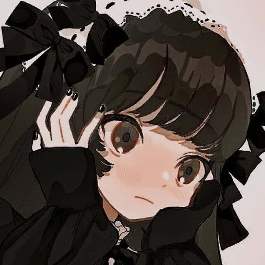anime girls pfp, dark hair, large brown eyes, SD Desktop Wallpaper