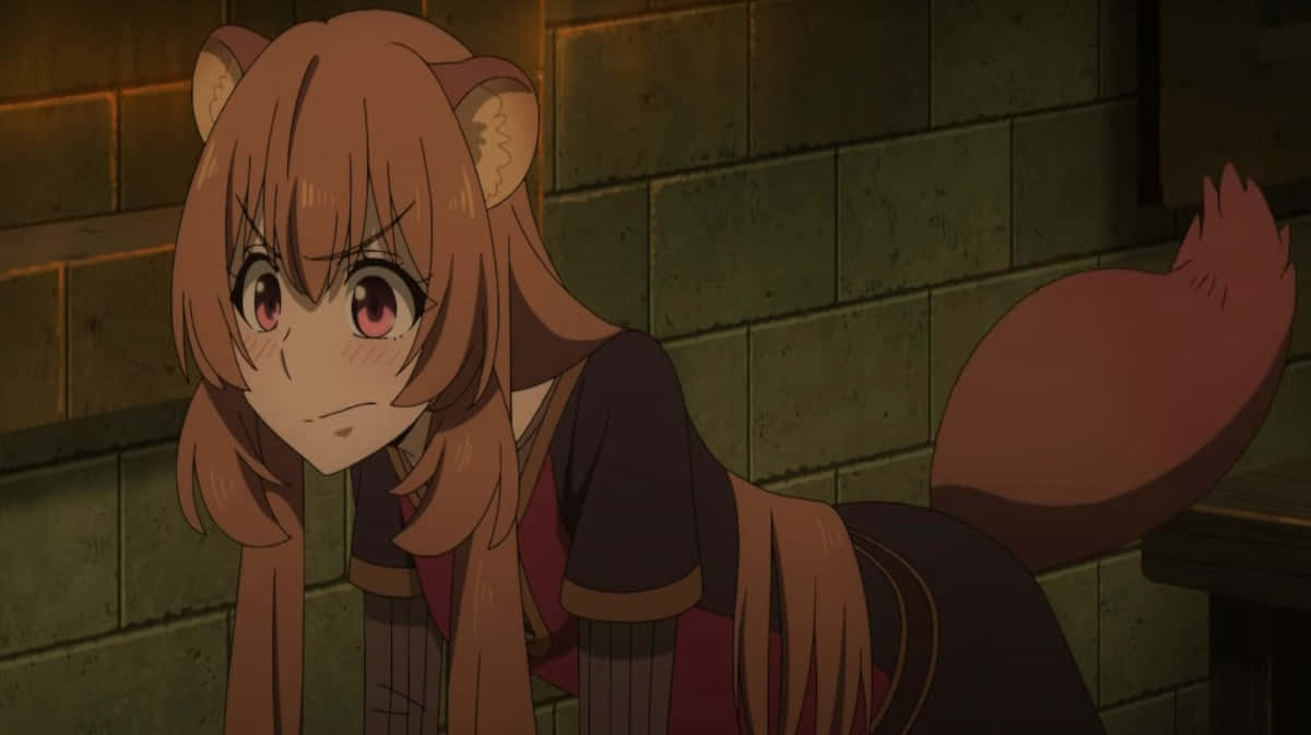 fox-eared anime girl, brown hair, red eyes, SD Desktop Wallpaper