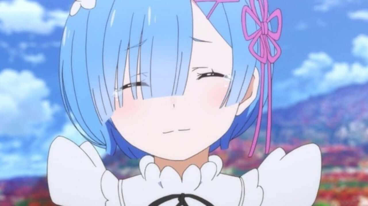 anime girls pfp, blue hair, pink bow, HD Desktop Wallpaper