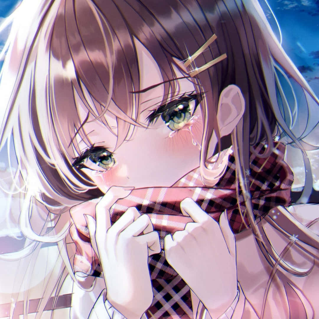 anime girls pfp, brown hair, green eyes, SD Desktop Wallpaper