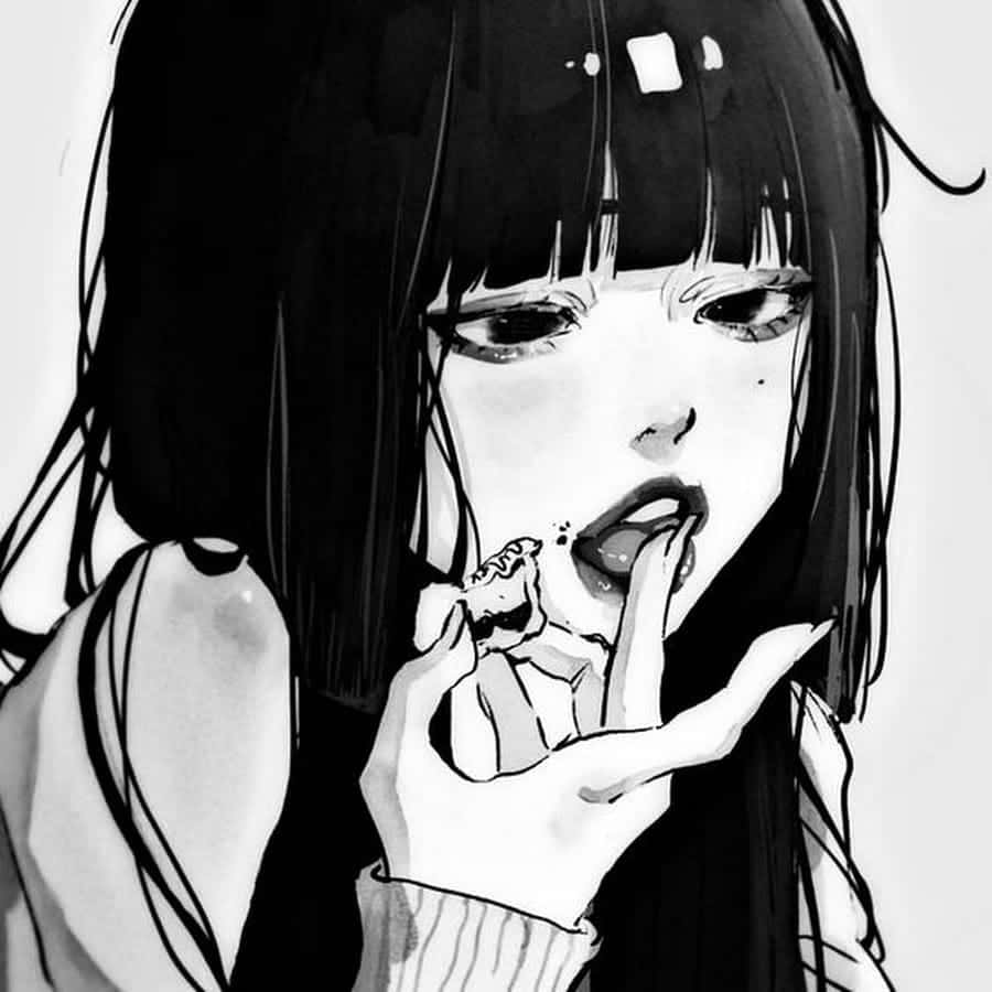 anime girls pfp, black and white, anime girl, SD Desktop Wallpaper