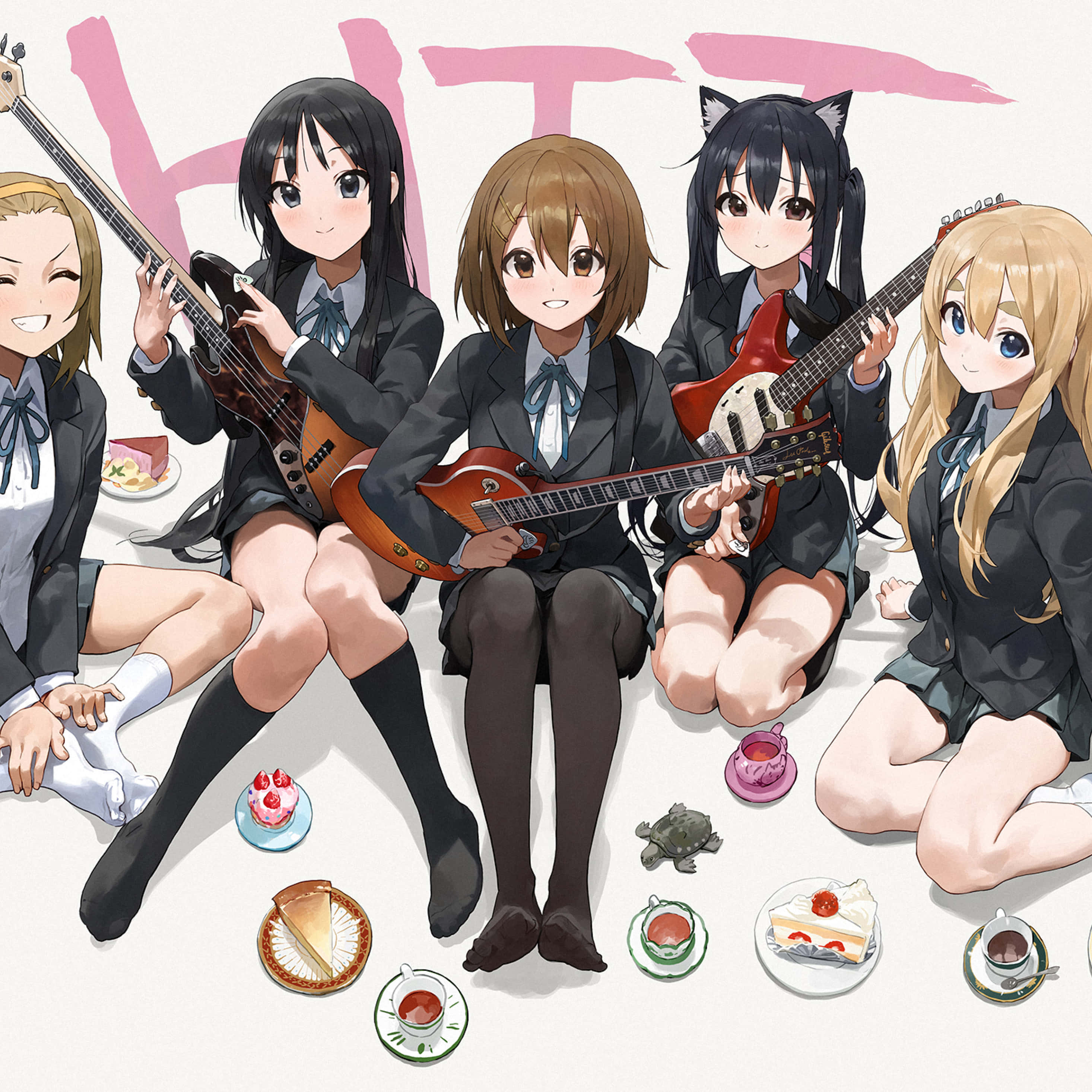 K-ON, anime girls, school uniforms, 2K Desktop Wallpaper