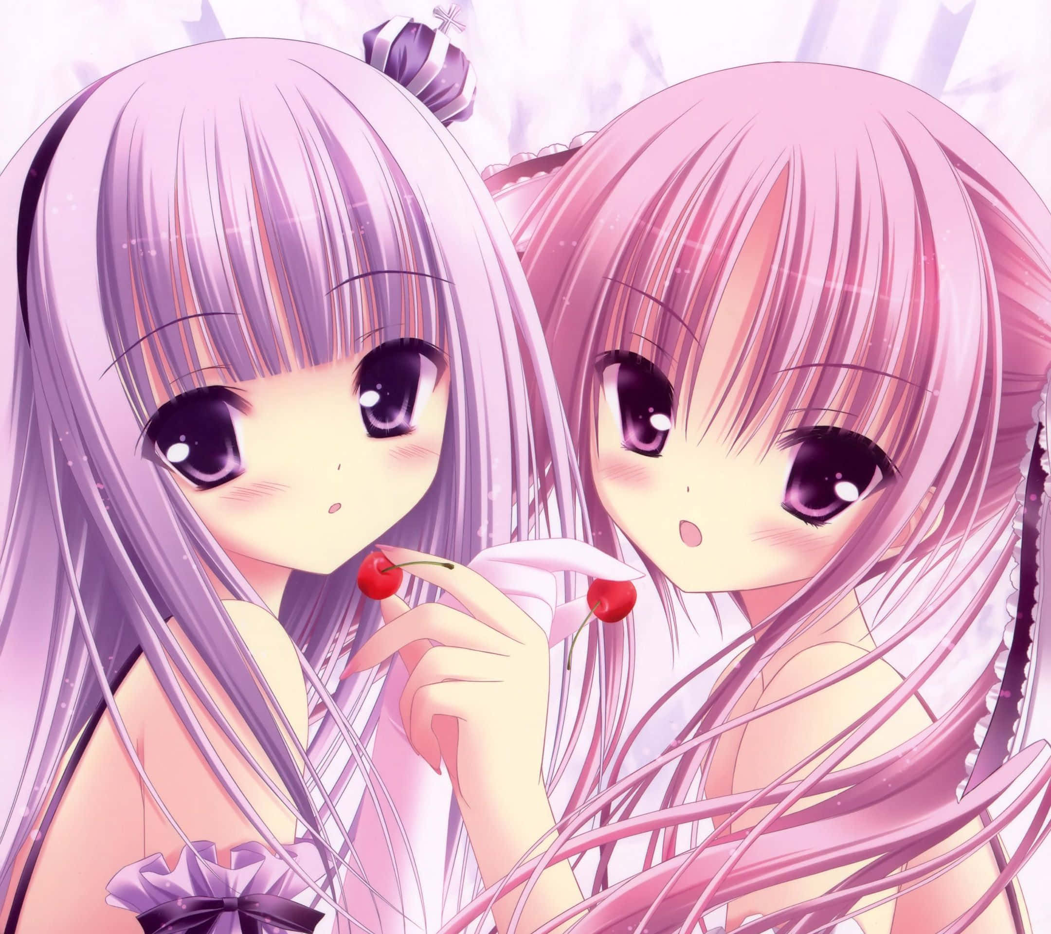 Anime Group, purple hair, pink hair, Full HD Desktop Wallpaper