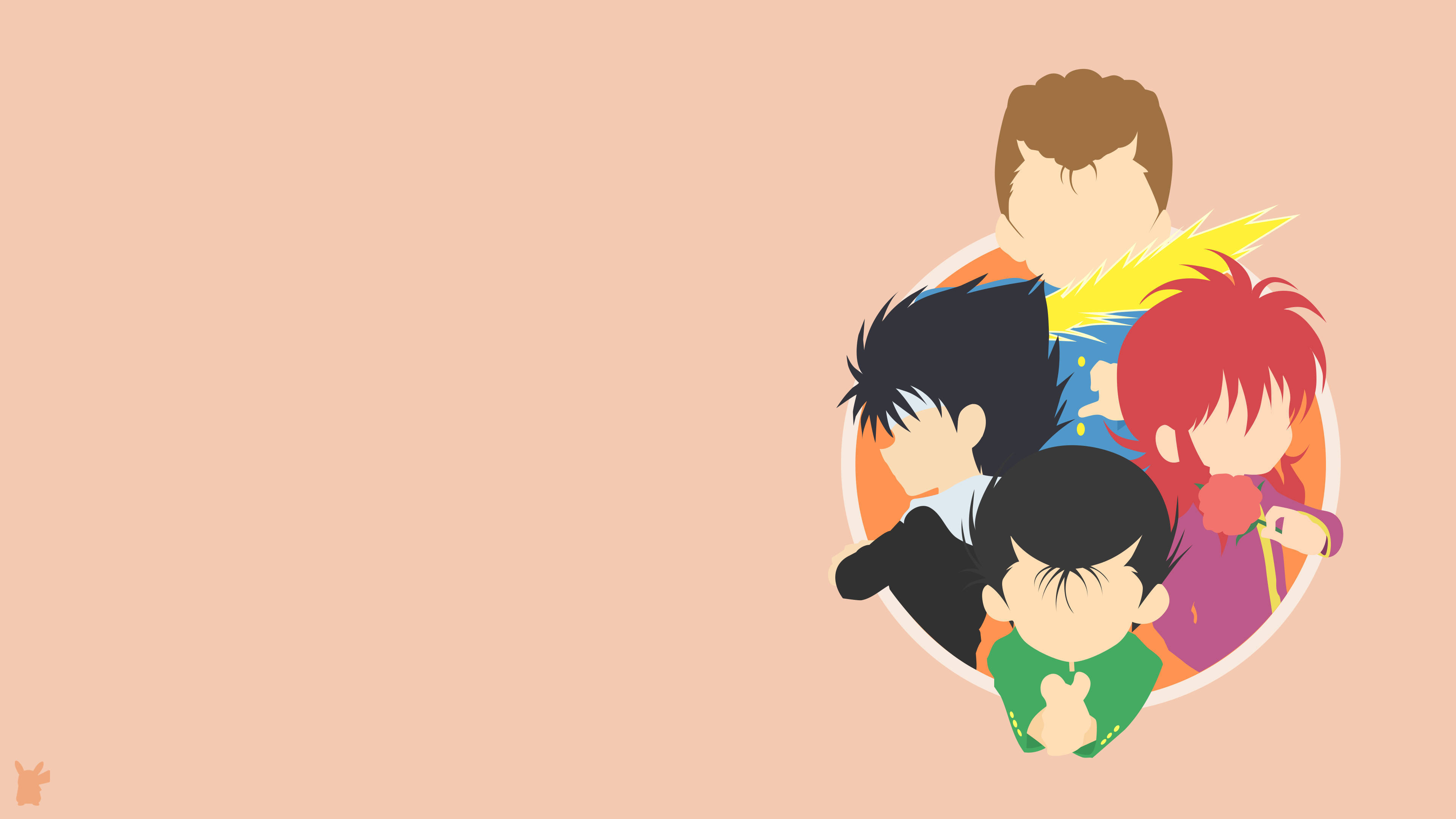 anime characters, distinct hair colors, outfits, 4K Desktop Wallpaper