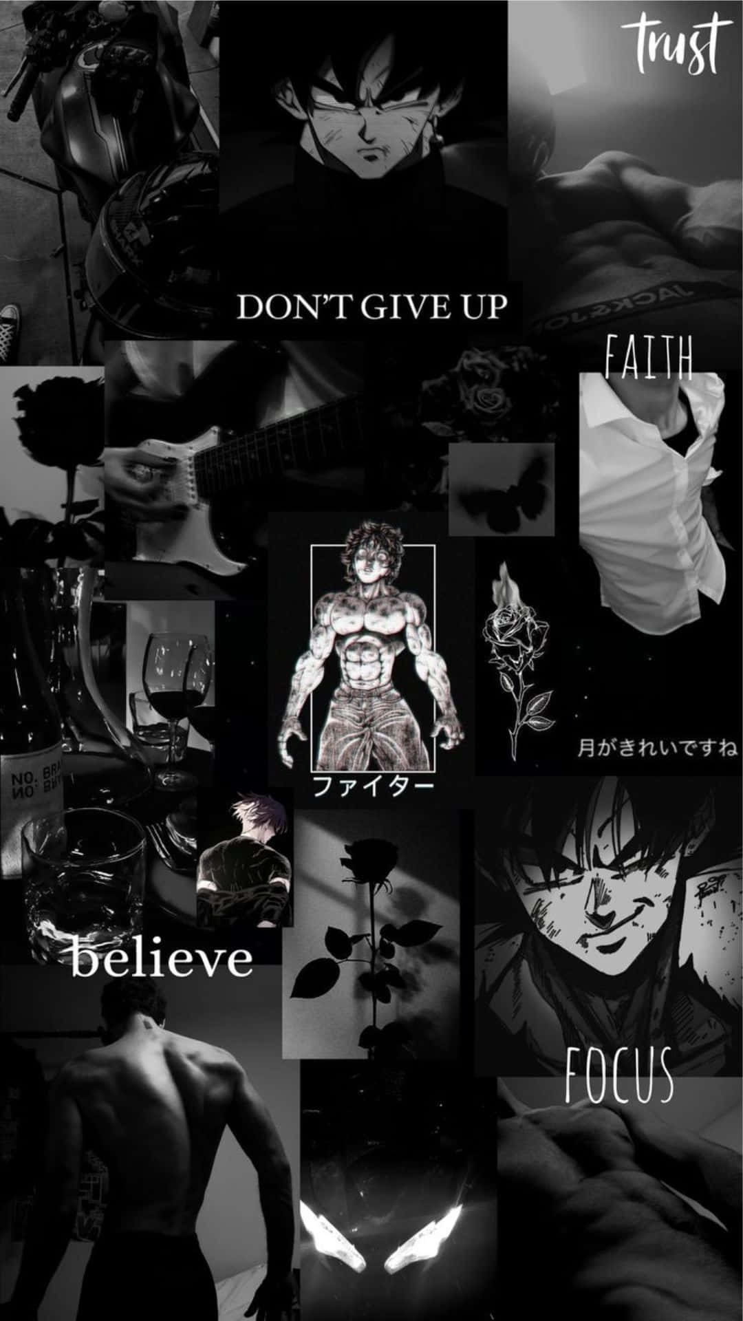 Anime Gym, monochrome, anime characters, Full HD Phone Wallpaper