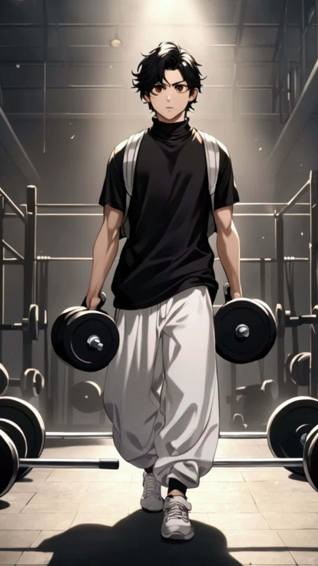 Anime Gym, young man, dark hair, Full HD Phone Wallpaper