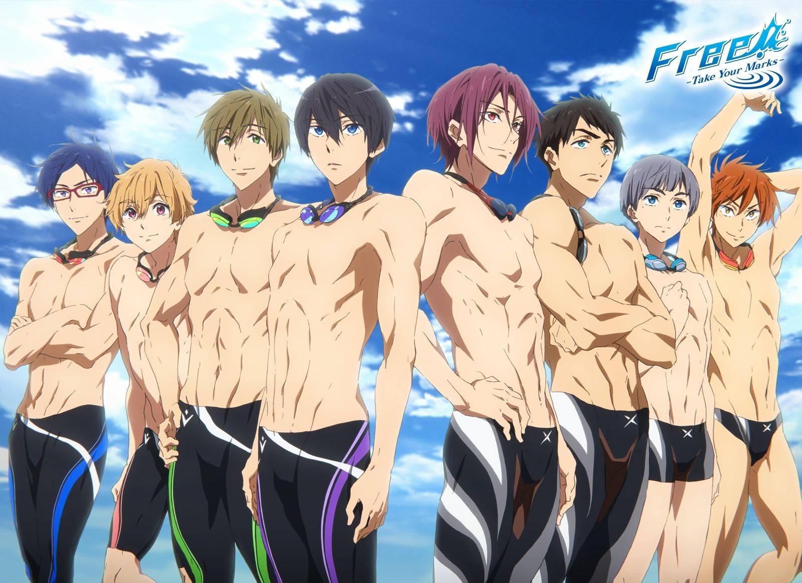 Free Anime PFP Swimming Club, anime swimmers, colorful trunks, HD Desktop Wallpaper