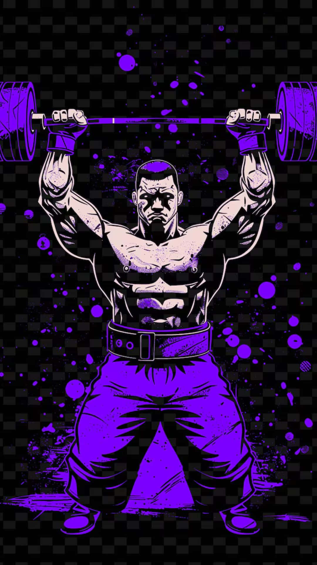Anime Gym, purple pants, barbell, Full HD Phone Wallpaper