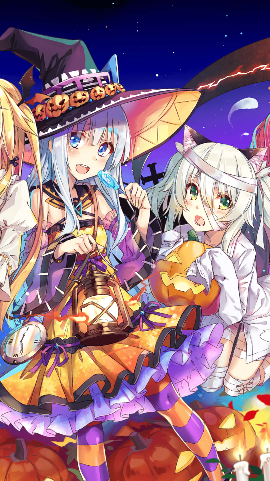 Halloween Anime Girl, anime girls, Halloween costumes, Full HD Phone Wallpaper