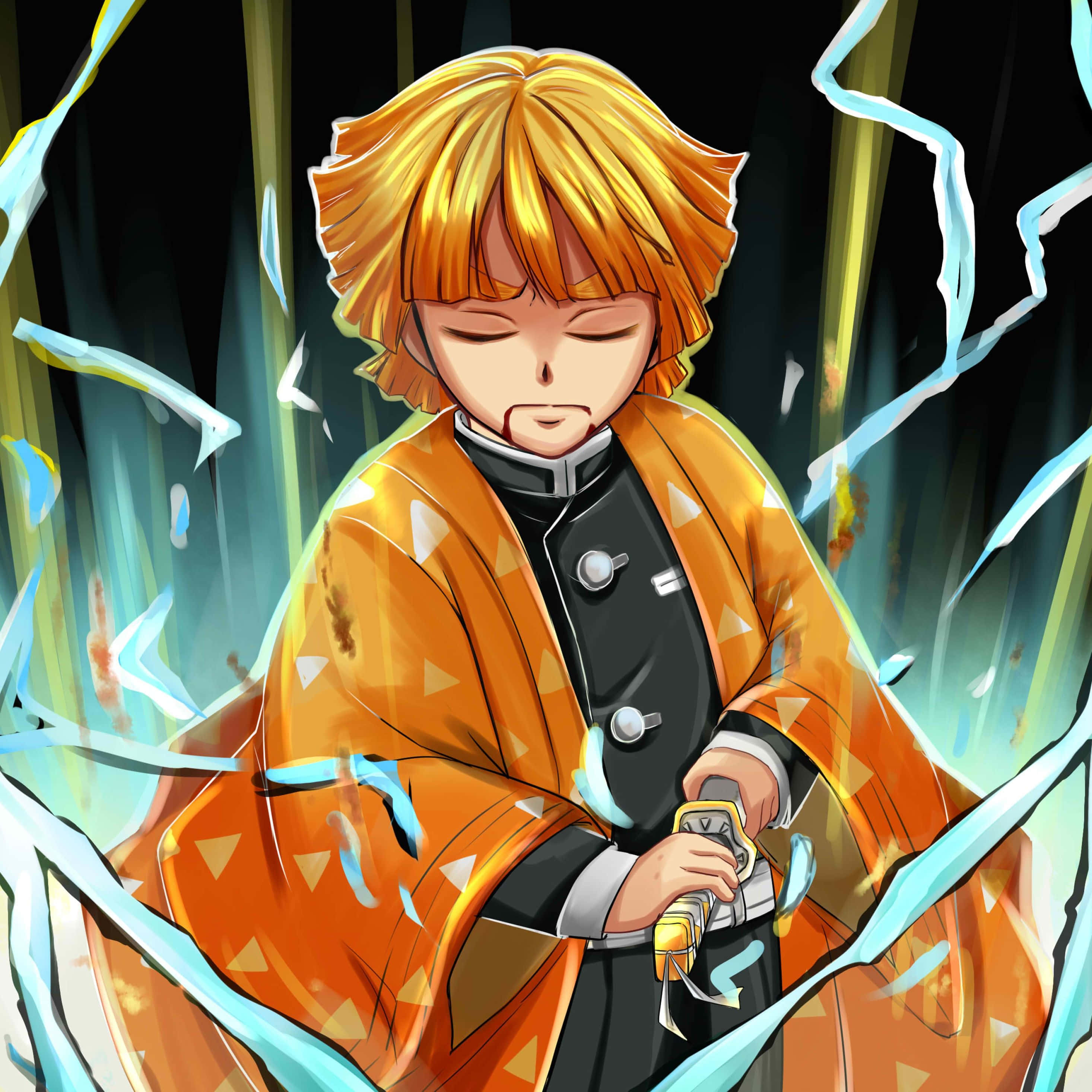 4K iPad, orange hair, patterned orange kimono, 2K Desktop Wallpaper