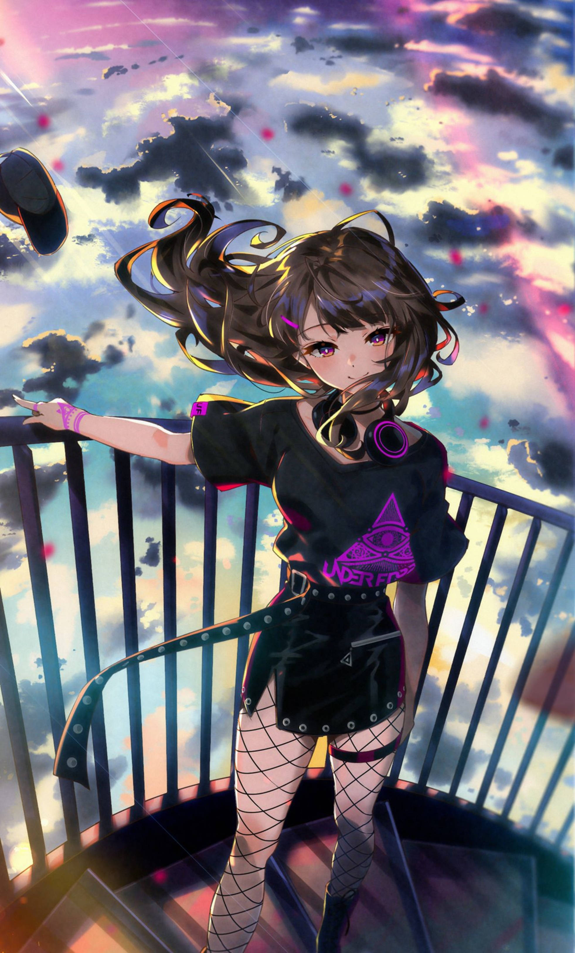 4K Anime iPhone, anime girl, flowing hair, 2K Phone Wallpaper