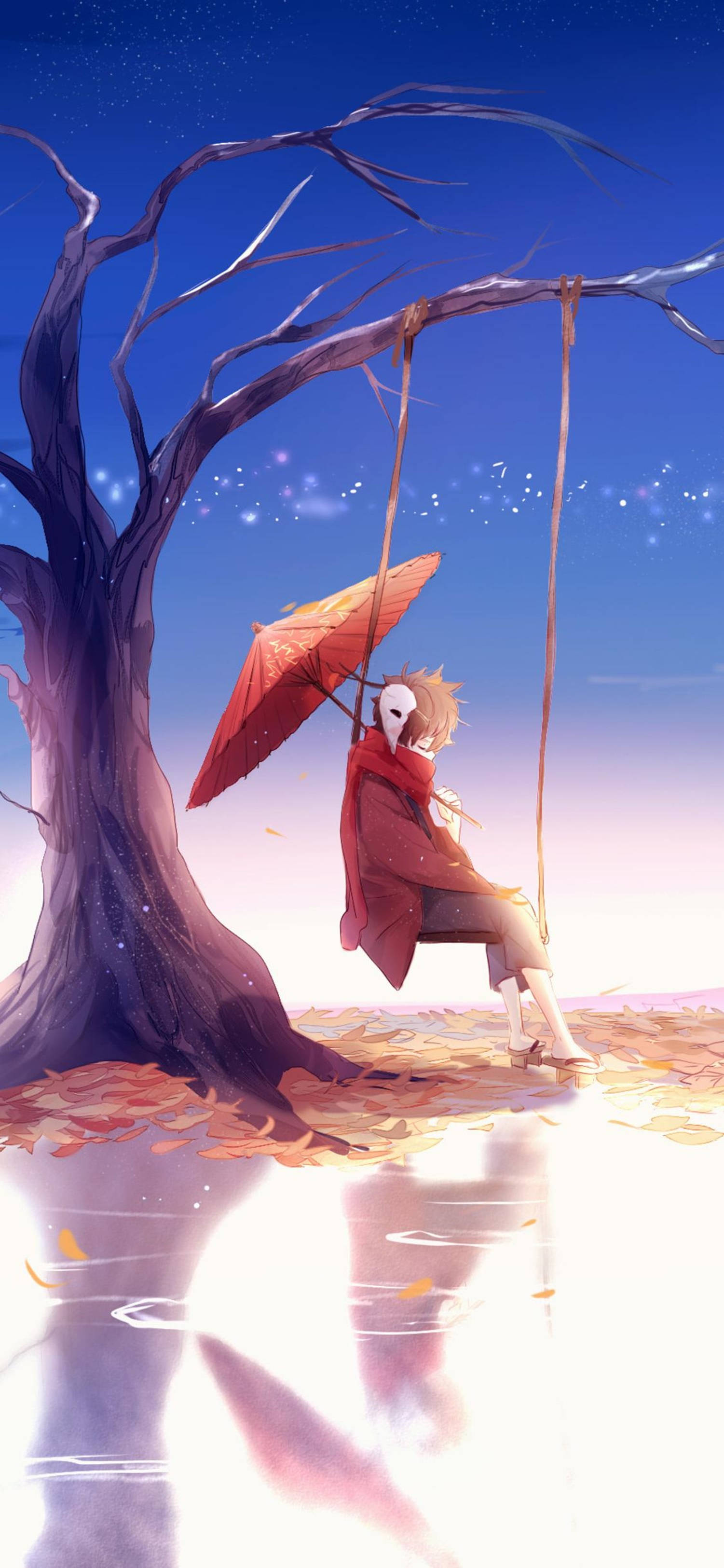 4K Anime iPhone, masked anime boy, red coat, 2K Phone Wallpaper