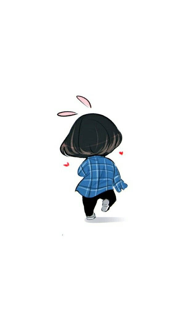 Anime Jungkook, chibi girl, bunny ears, SD Phone Wallpaper