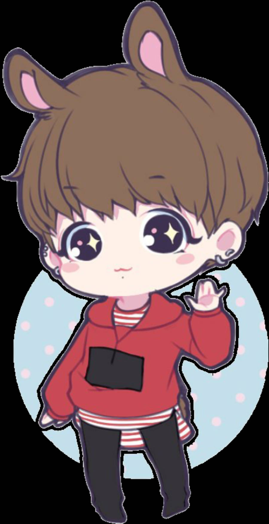 Anime Jungkook, cat ears, red hoodie, HD Phone Wallpaper
