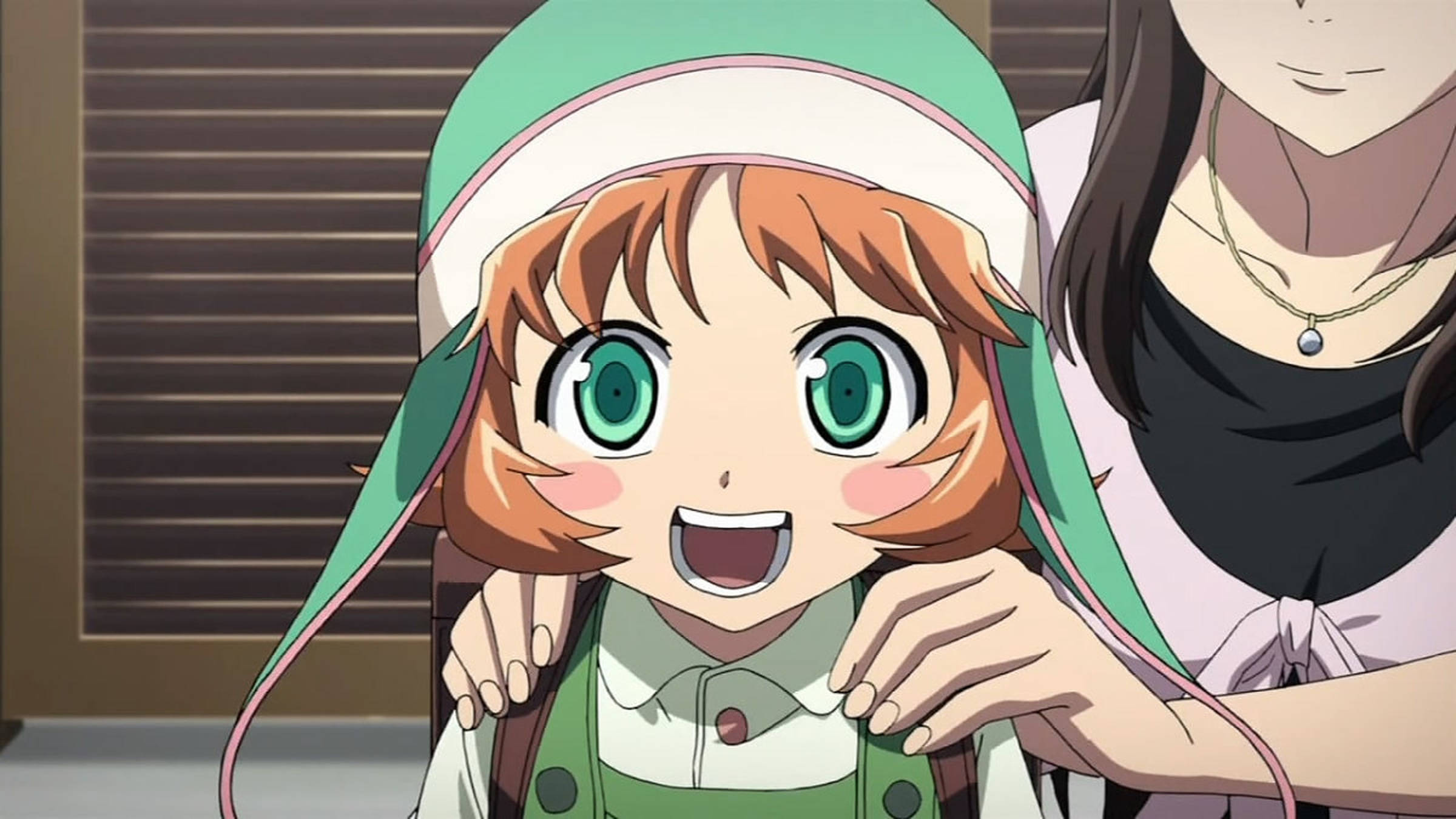 anime kid, green eyes, green hat, Full HD Desktop Wallpaper