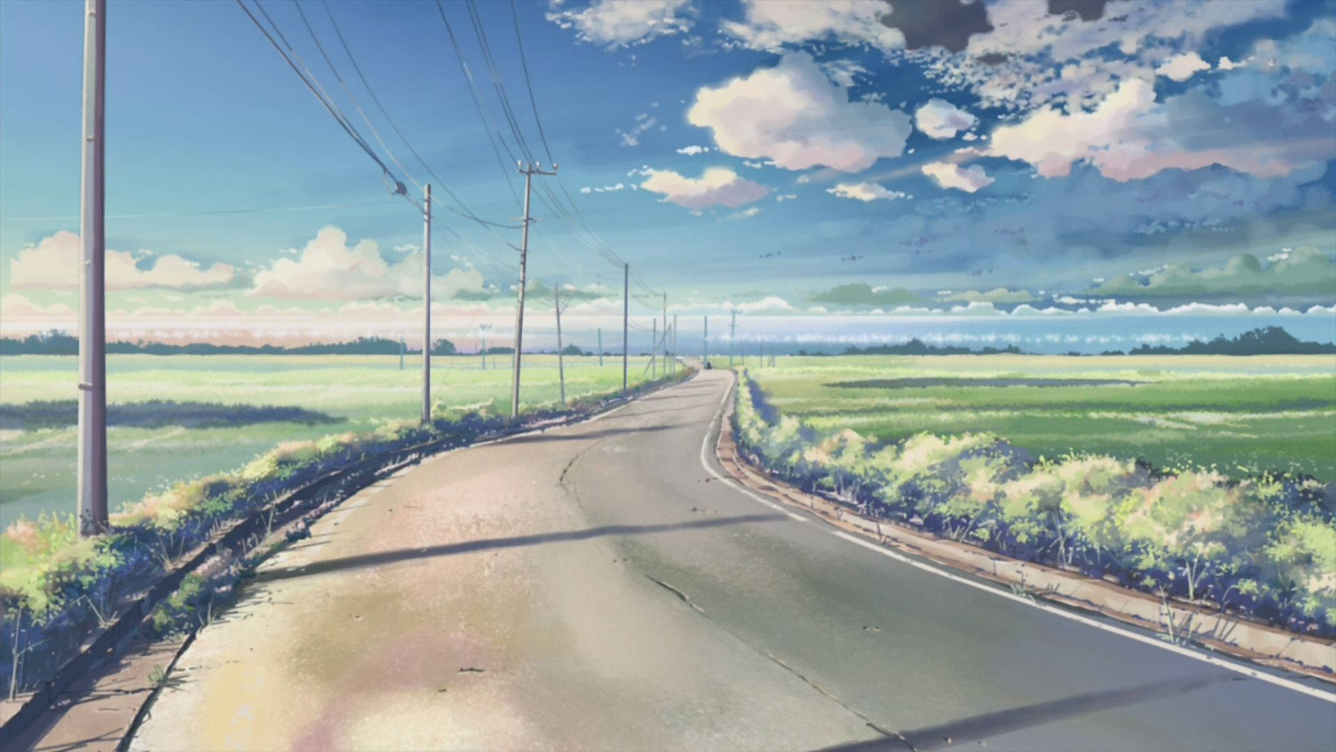 country road, rural road, vast blue sky, Full HD Desktop Wallpaper
