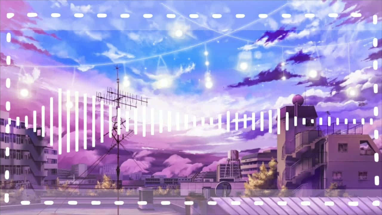 Anime cityscape, twilight, purple and blue skies, HD Desktop Wallpaper