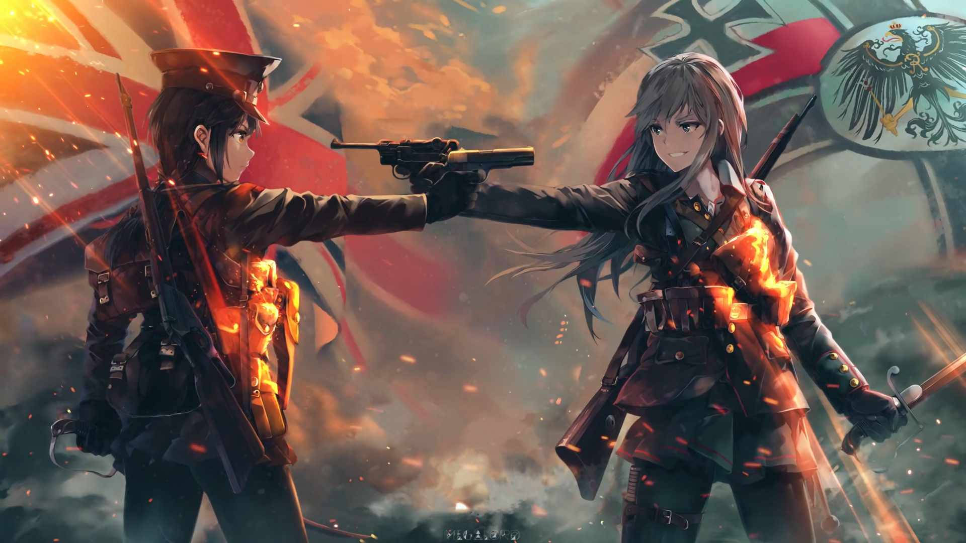 Anime Live, female soldiers, military uniforms, Full HD Desktop Wallpaper
