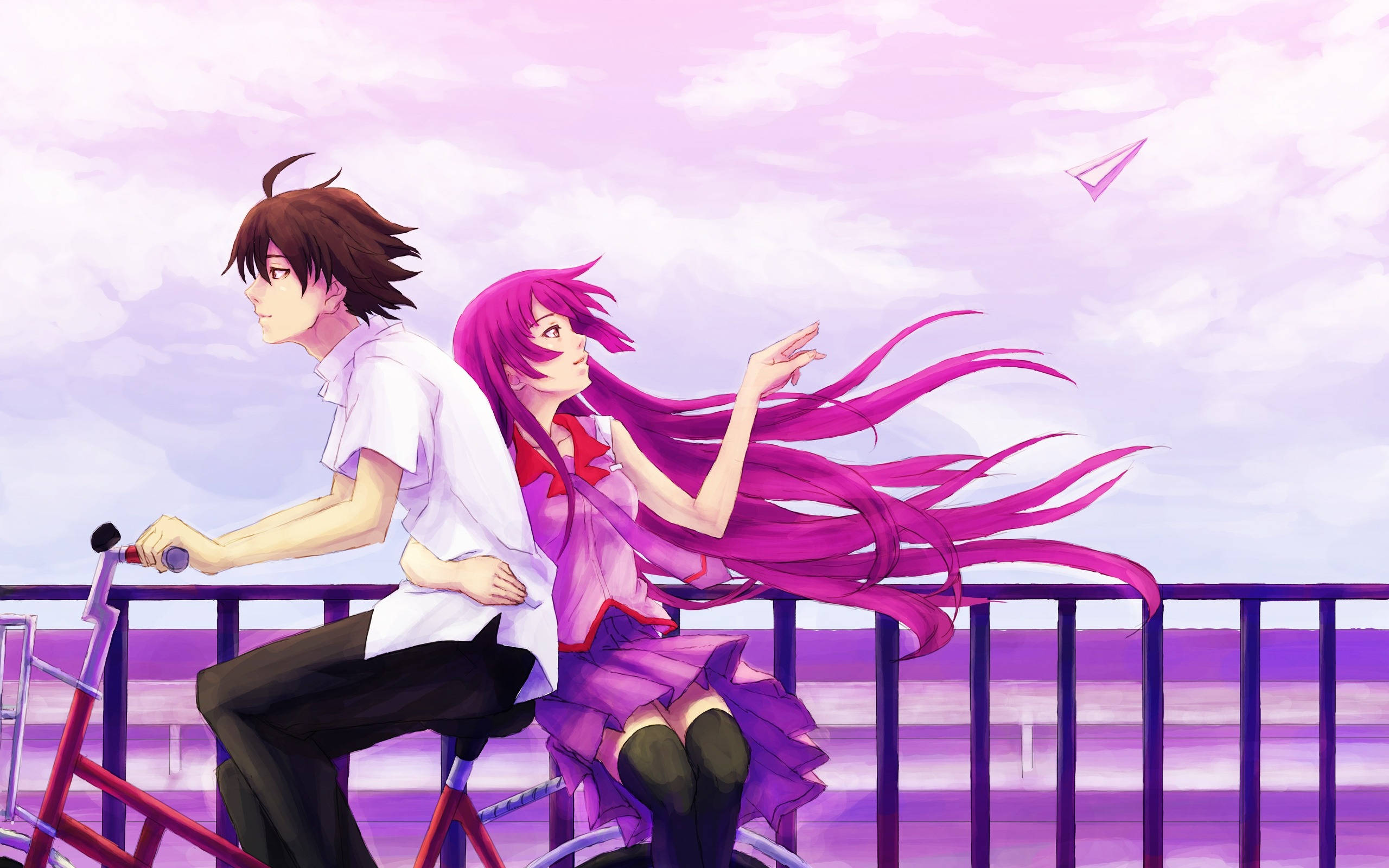 boy, bike, girl, 2K Desktop Wallpaper