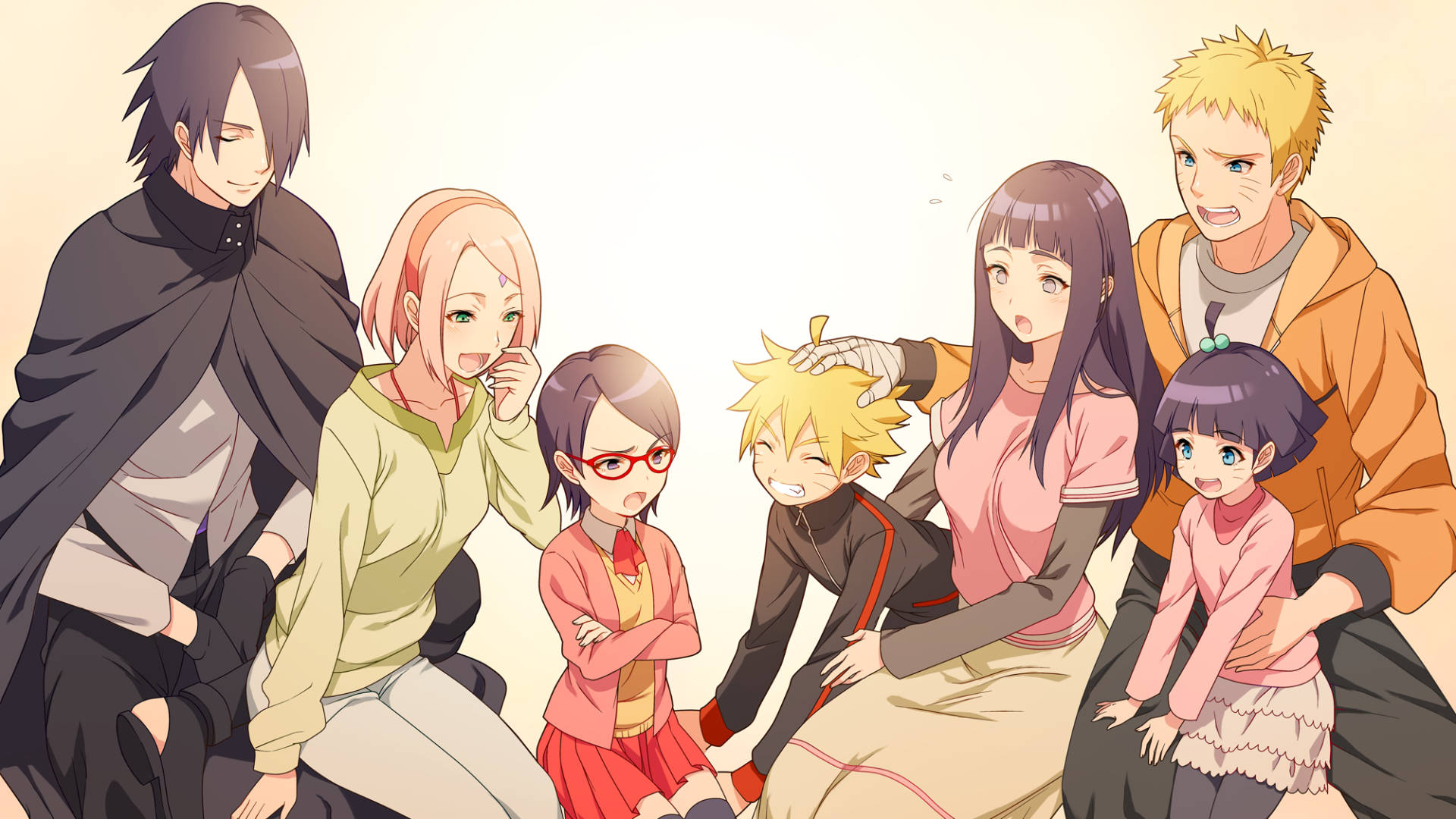 1920 x 1080, anime family photo, pastel tones, Full HD Desktop Wallpaper