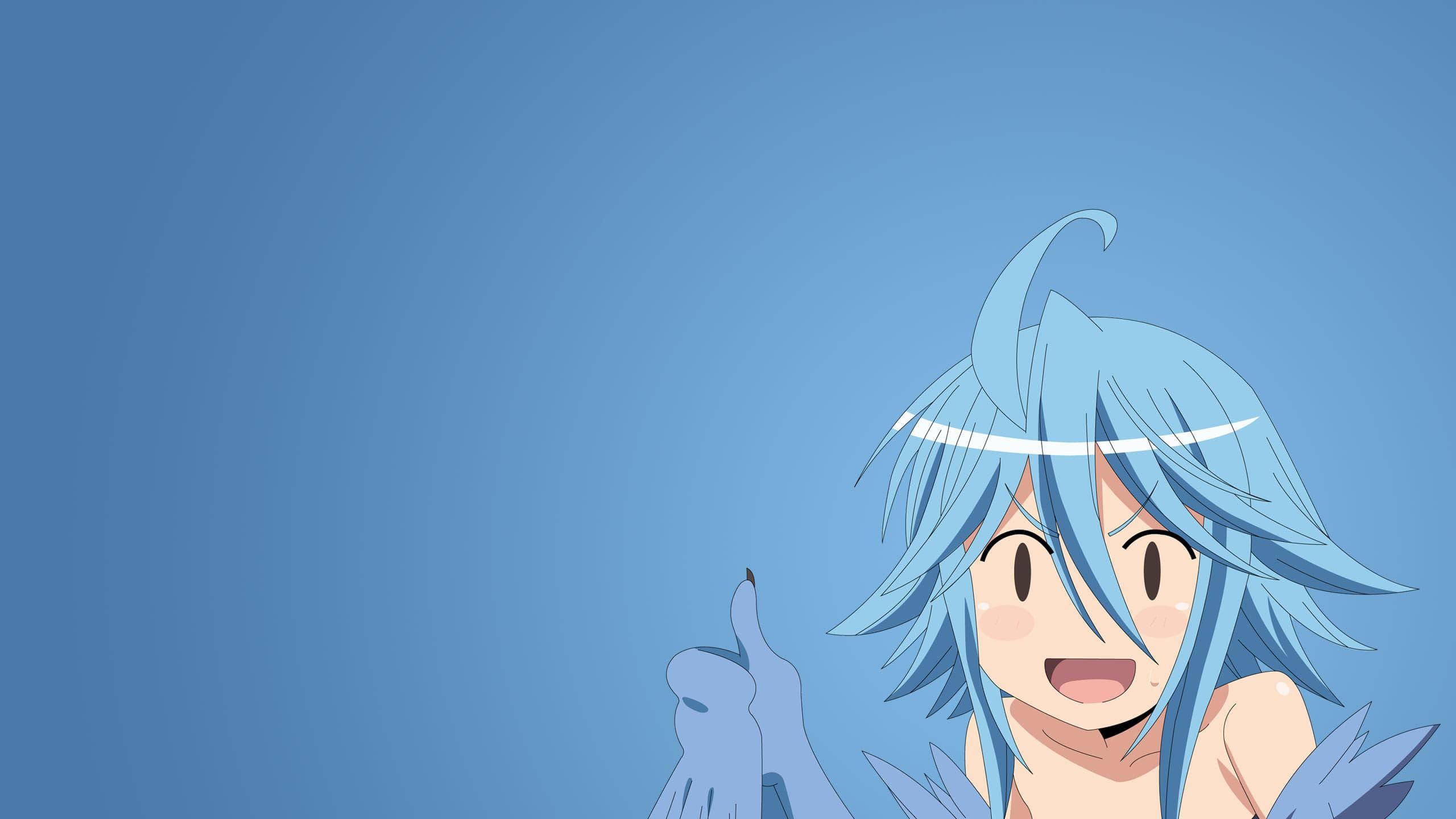 anime meme pfp, surprised blue girl, spiky blue hair, 2K Desktop Wallpaper