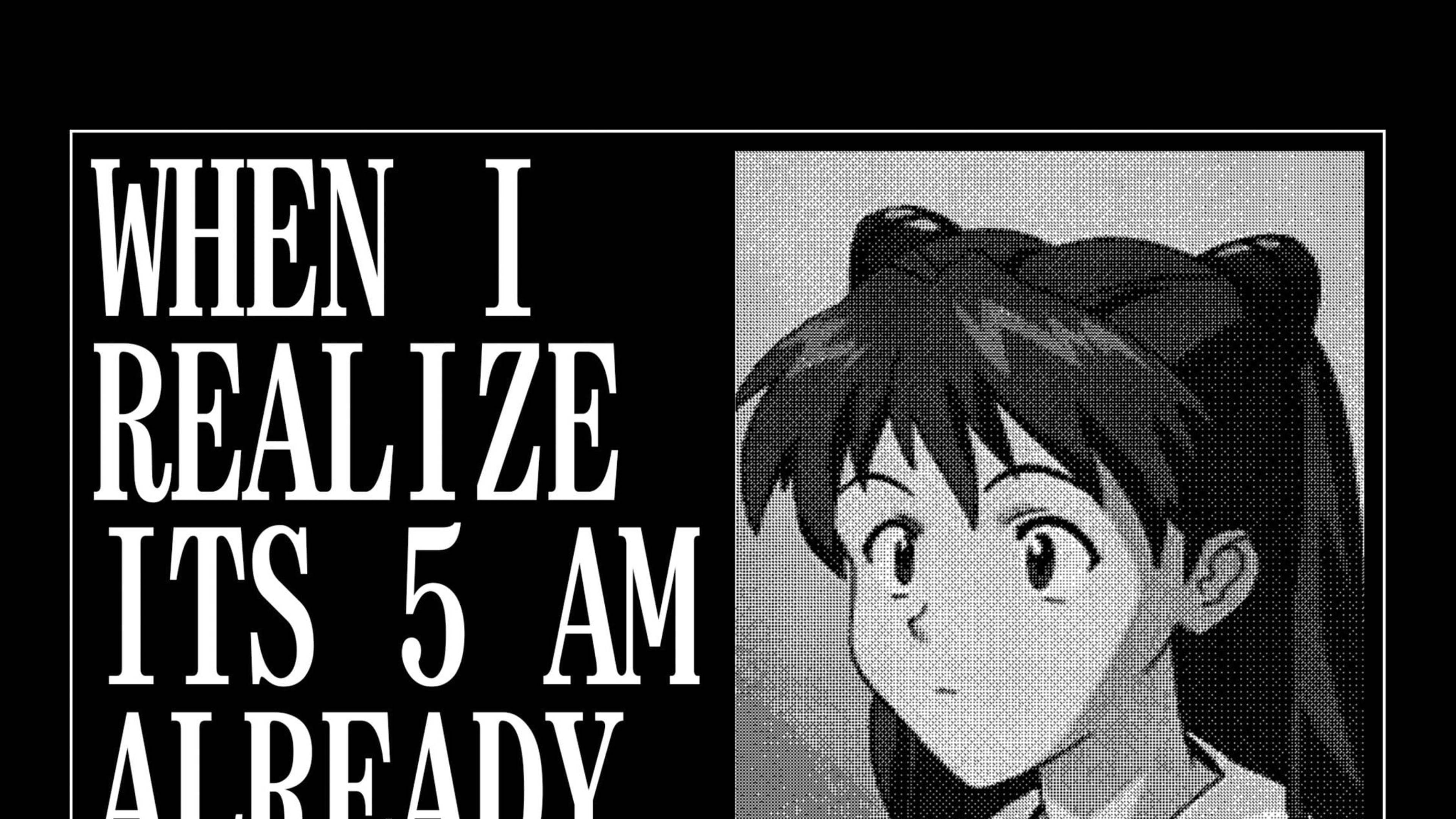 Anime Meme One Last Episode, black and white anime girl, cat ears, 4K Desktop Wallpaper