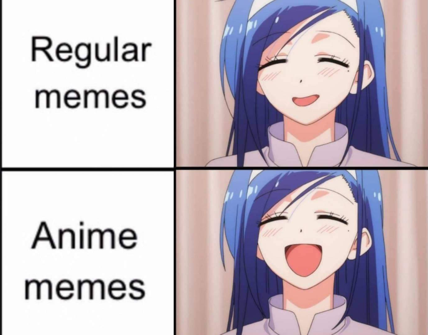 Anime girl, blue hair, two-panel meme, HD Desktop Wallpaper