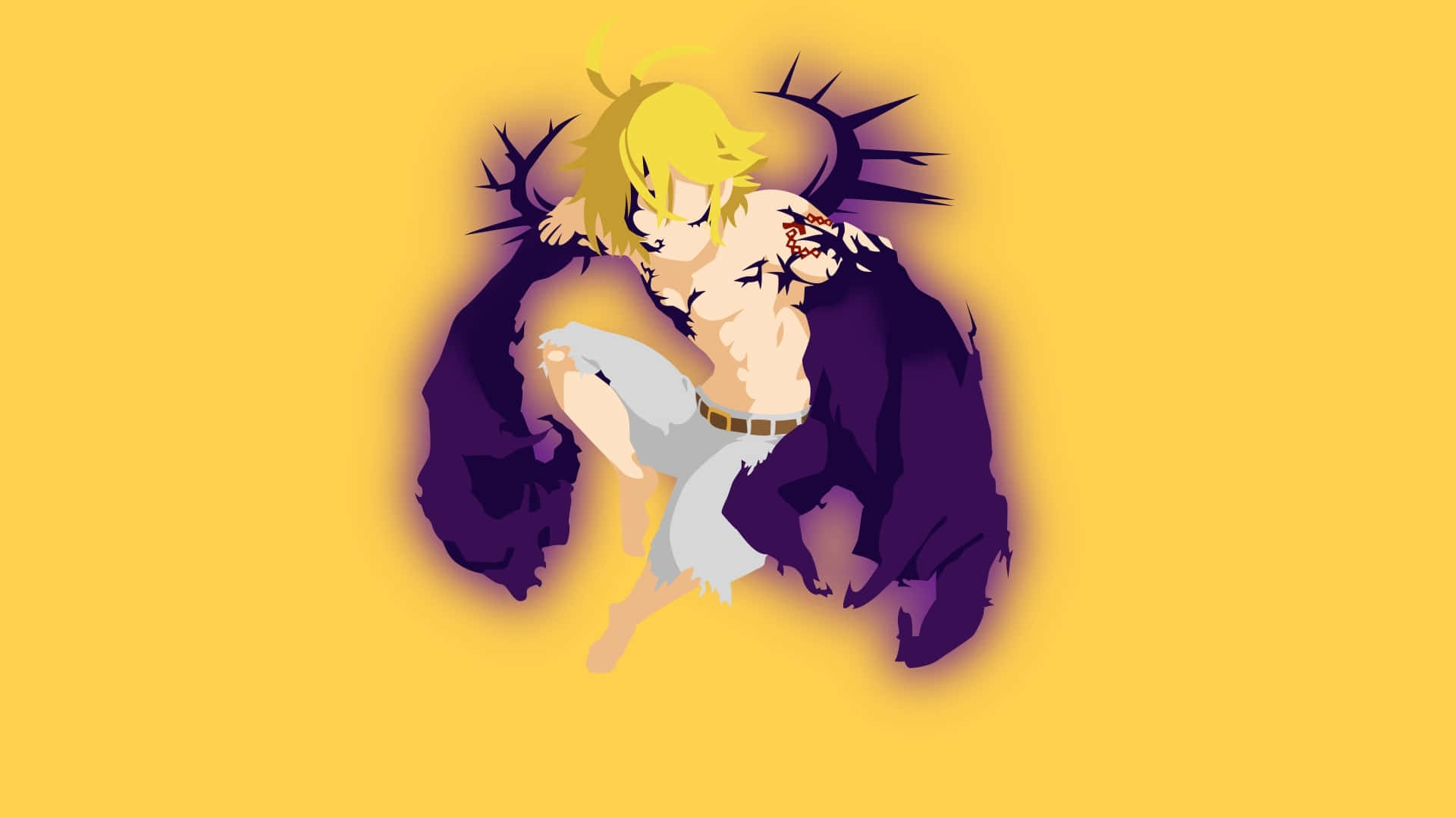 Anime Minimalism, blonde hair, torn white outfit, Full HD Desktop Wallpaper