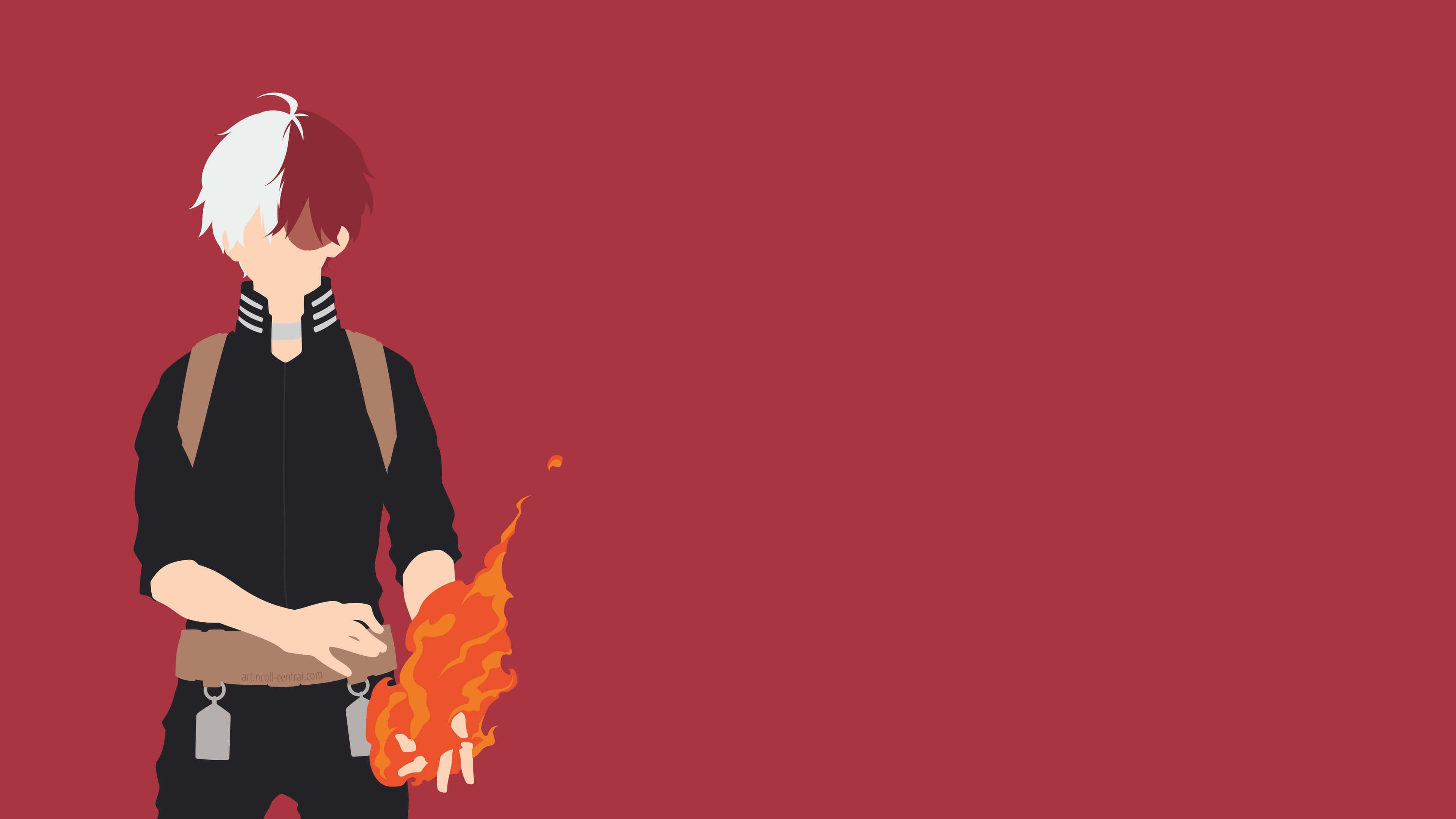 anime minimalist, red hair, white hair, 4K Desktop Wallpaper