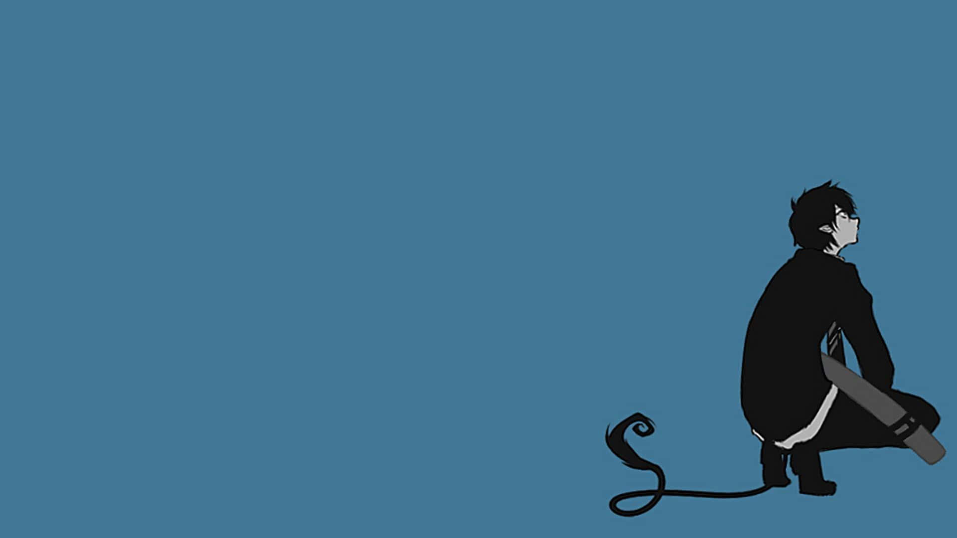 anime minimalist, anime-style figure, long tail, Full HD Desktop Wallpaper